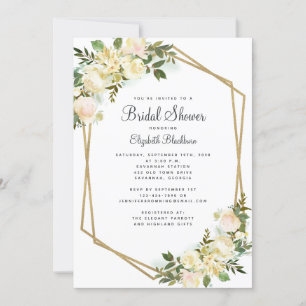 Elegant Watercolor Floral Foilage Bridal Shower Invitation