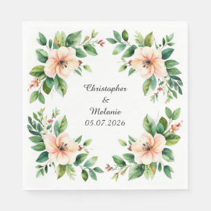 Elegant Watercolor Floral Frame Napkin