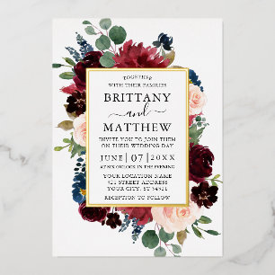 Elegant Watercolor Floral Frame Wedding Gold