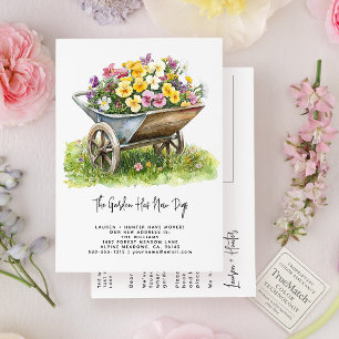 Elegant Watercolor Floral Garden Moving Announcement Postcard
