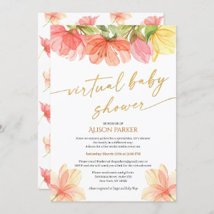 Elegant Watercolor Floral Gold Script Virtual Invitation