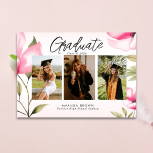 Elegant Watercolor floral Graduation Class 2025 Invitation
