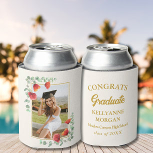 Elegant Watercolor Floral Graduation Pool Party Can Cooler