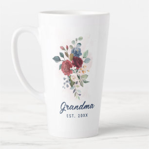 Elegant Watercolor Floral Grandma Custom Latte Mug