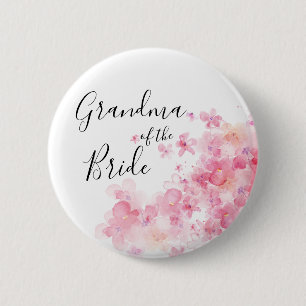 Elegant watercolor floral grandma of the bride 6 cm round badge