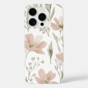Elegant Watercolor Floral Green and Blush Pink iPhone 16 Pro Case