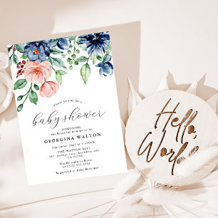 Elegant Watercolor Floral, Greenery Baby Shower Invitation