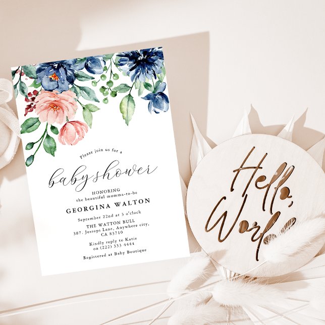 Elegant Watercolor Floral, Greenery Baby Shower Invitation (Creator Uploaded)