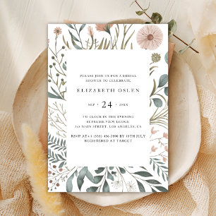 Elegant Watercolor Floral Greenery Bridal Shower Invitation
