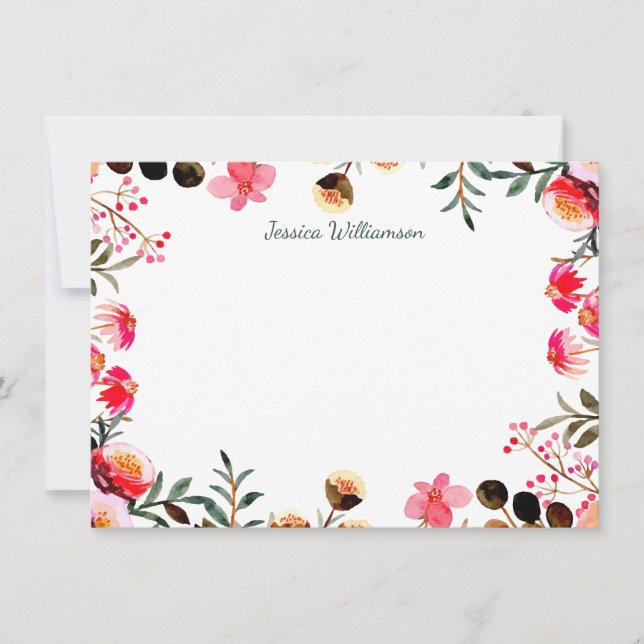 Elegant Watercolor Floral Greenery Personalised Card (Front)