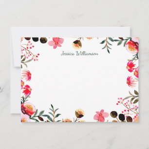 Elegant Watercolor Floral Greenery Personalised Card