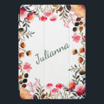 Elegant Watercolor Floral Greenery Personalised iPad Pro Cover<br><div class="desc">This elegant floral iPad cover, personalised with the name of your choice, is perfect for those who love a touch of nature-inspired beauty in their accessories. The design features a delightful arrangement of pink, peach, and green foliage, creating a soft and sophisticated frame around the custom name in a graceful...</div>