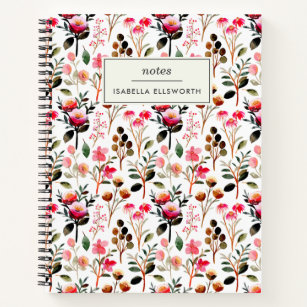 Elegant Watercolor Floral Greenery Personalised Notebook