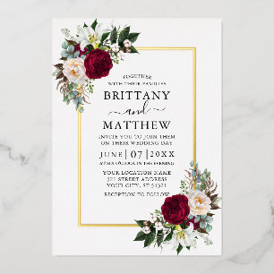 Elegant Watercolor Floral Greenery Wedding Gold