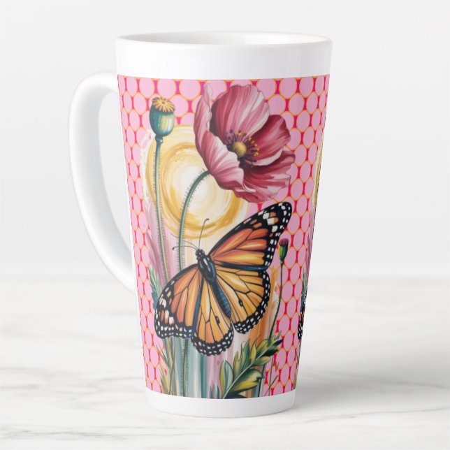 Elegant Watercolor Floral Greeting Card Latte Mug (Left Angle)