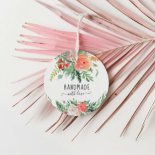 Elegant Watercolor Floral Handmade With Love Favour Tags