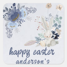 Elegant Watercolor Floral- Happy Easter Square St