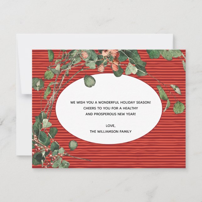 Elegant Watercolor Floral Holiday Card (Front)