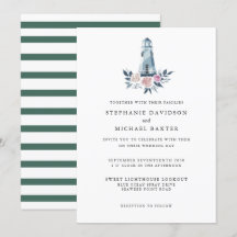 Elegant Watercolor Floral Lighthouse Nautical