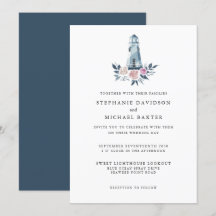 Elegant Watercolor Floral Lighthouse Nautical