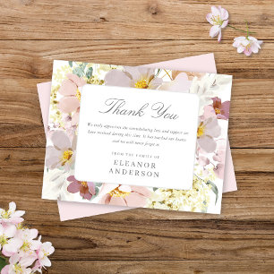 Elegant Watercolor Floral Memorial Thank You Card