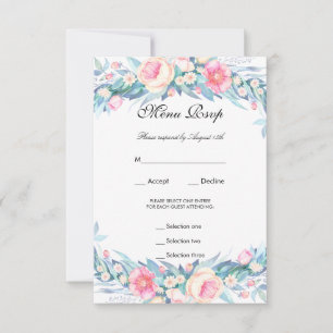 Elegant Watercolor Floral Menu RSVP