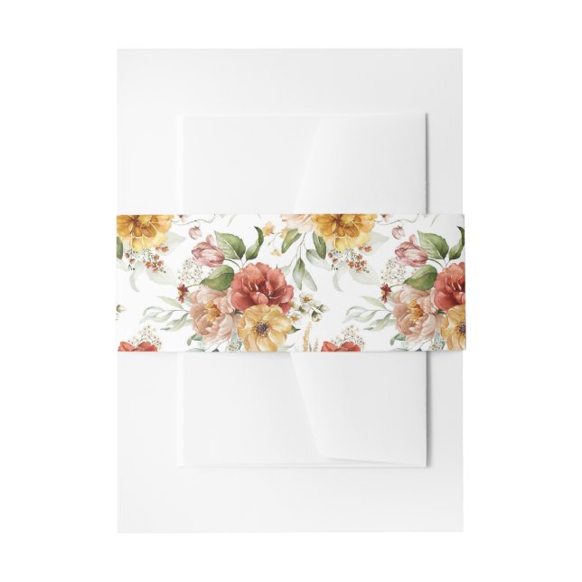 Elegant Watercolor Floral Modern  Invitation Belly Band (Front Example)