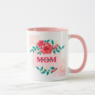 Elegant Watercolor Floral "MOM I Love You" Mother' Mug