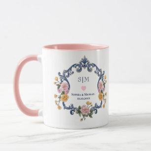 Elegant Watercolor Floral Monogram and Initials Mug