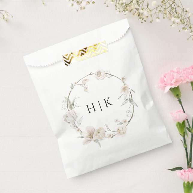 Elegant Watercolor Floral Monogram Favour Bag (Sealed)