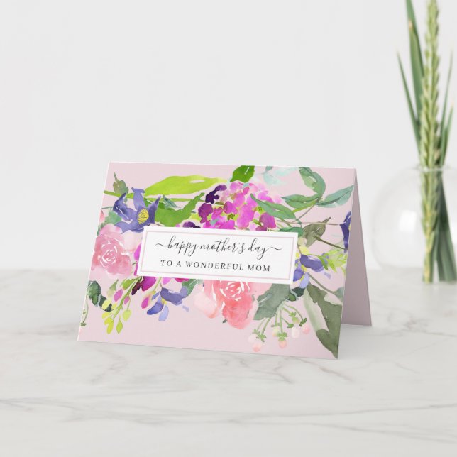 Elegant Watercolor Floral Mother's Day Card (Front)