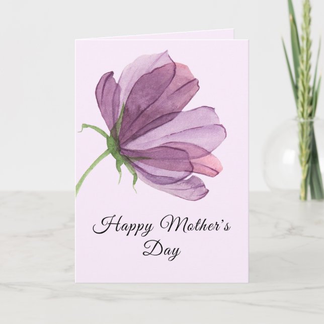 Elegant Watercolor Floral Mothers Moms Day Card (Front)