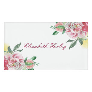 Elegant Watercolor Floral Name Tags