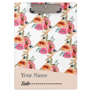 Elegant Watercolor Floral Notebook Clipboard
