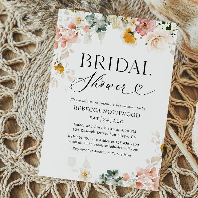 Elegant Watercolor Floral Pastel Bridal Shower  Invitation (Creator Uploaded)