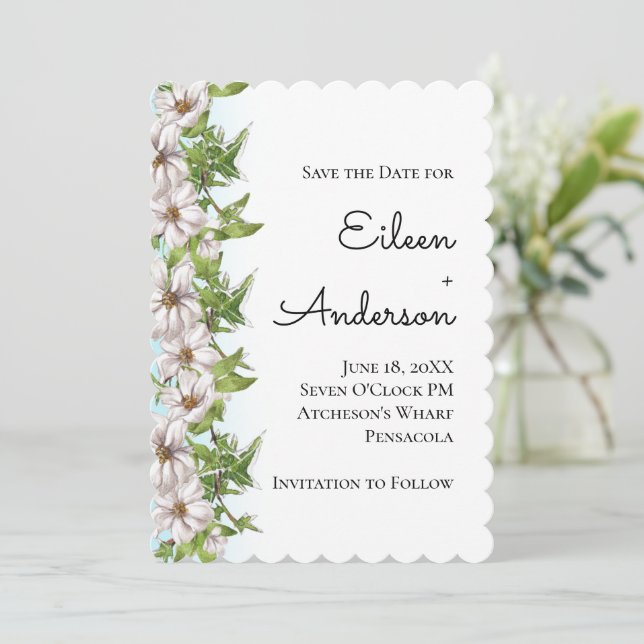 Elegant Watercolor Floral Pastel Save the Date  (Standing Front)