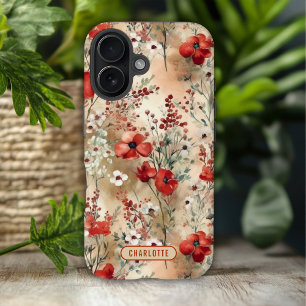 Elegant Watercolor Floral Pattern Personalised iPhone 16 Case