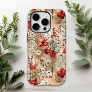 Elegant Watercolor Floral Pattern Personalised iPhone 16 Pro Case