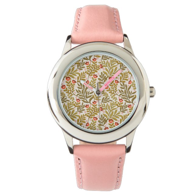 Elegant Watercolor Floral Pattern Watch (Front)