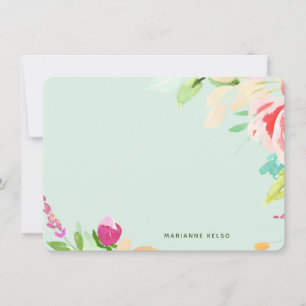 Elegant Watercolor Floral Personalised Mint Blue Card
