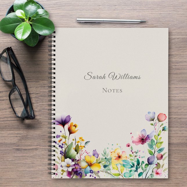 Elegant Watercolor Floral Personalised Notebook (Creator Uploaded)