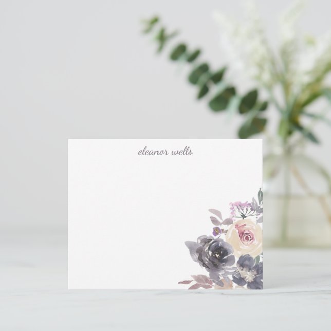 Elegant Watercolor Floral Personalised Stationery  Card (Standing Front)