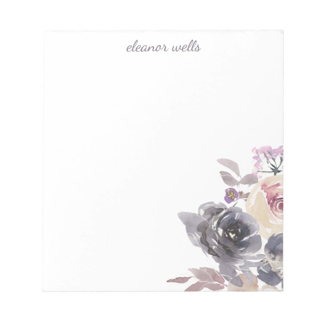 Elegant Watercolor Floral Personalised Stationery  Notepad (Front)