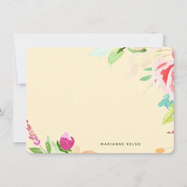 Elegant Watercolor Floral Personalised Yellow Card (Front)