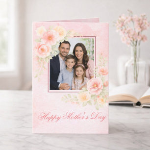 Elegant Watercolor Floral Photo Mother’s Day Card