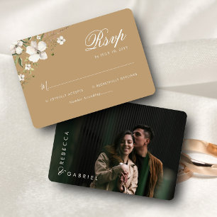 Elegant Watercolor Floral Photo Wedding RSVP Card