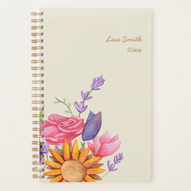 Elegant Watercolor Floral Planner (Front)