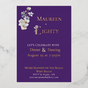 Elegant Watercolor Floral Plum 70th Birthday Rose