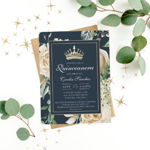 Elegant Watercolor Floral Quinceanera Invitation