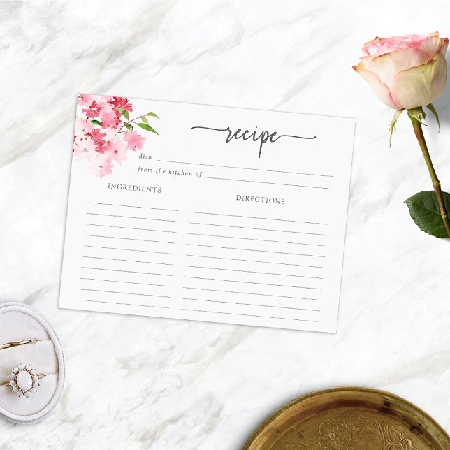 Elegant Watercolor Floral Recipe Card (Elegant Watercolor Floral Recipe Card
)